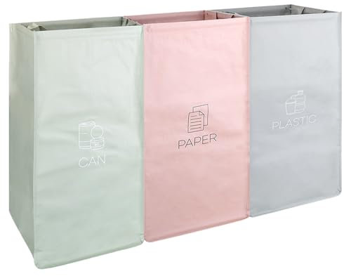 CTDMJ® Mülltrennsystem 3fach für Papier, Glas Plastik- Umweltfreundliche Mülleimer Trennsystem - Recycling Organizer Taschen aus resistenten und Wiederverwendbaren Materialien- Abfalltrennsystem