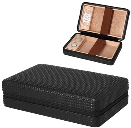 Angelo Reisehumidor Diamond schwarz mit Cutter, Hygrometer und Befeuchter