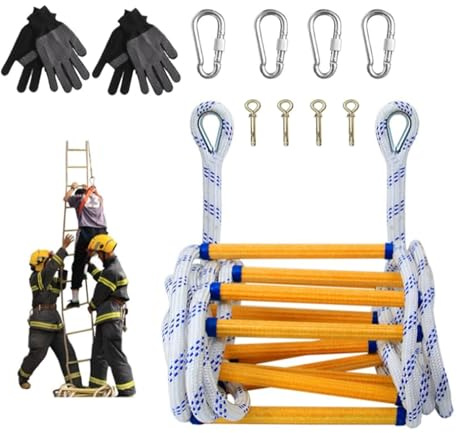 Rope Ladder Fire Escape Windows And Balconies Quick Use In The Fire, Safety Ladders Carabiners, Compact & Reusable Nylon Escape Ladders(50FT/15M)