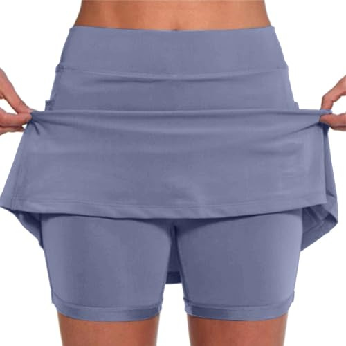 Generisch Tennisrock Damen mit Hose Sportrock Golfrock Hohe Taille Tennis Skort mit 2 Taschen und Seitlichem Schlitz Sommerrock Minirock Laufröcke Hosenrock Wandern LaufenTennis Outfit Damen