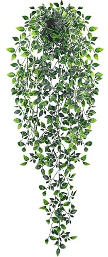 Der Rose 34'' Fake Hanging Plants Artificial Potted Mandala Vine Plants Indoor and Outdoor for Office Home Living Room Bathroom Wall Shelf Decor (1Pack)