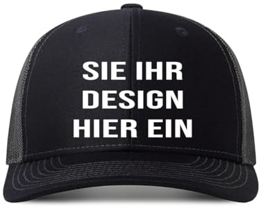 Kustima Basecap personalisiert mit Foto/Logo/Text,Baseball Cap selbst gestalten,Trucker Caps für Männer & Frauen,personalisierte Kappe mit Namen,Mesh Cap verstellbar Schwarz