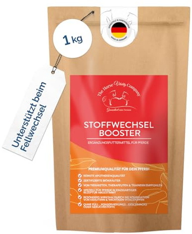 The Horse Vitality Company Stoffwechselbooster für Pferde 1 kg Pulver | Mischung aus Kräutern, Zink & Magnesium | Fellwechsel, Immunsystem & Vitalität | 100% natürlich | Made in Germany