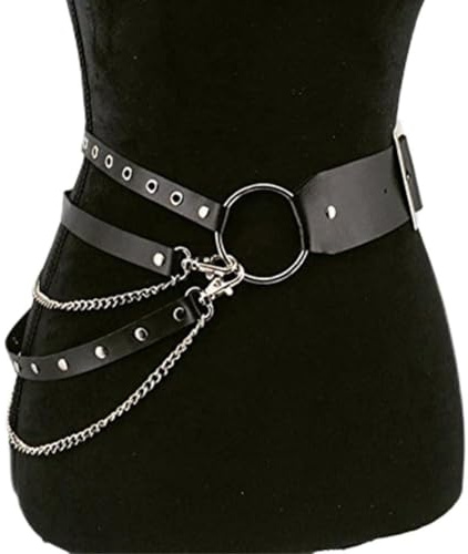 Generisch Punk Gürtel Nietengürtel Damen Mit Punk Style Cosplay Hip Hop Rock Für Oder Gothic-Outfits, Schwarz