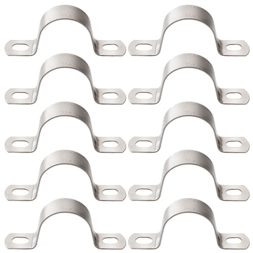 YYIGVMO 10 Pièces Ø 32mm Colliers de Serrage en U, Clips Câble 2 Trous Fixation en Acier Inoxydable, Support de Selle en U à Deux Trous, pour Tuyaux et Câbles