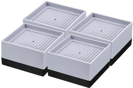 sourcing map 4Pcs Bed Risers, Square Heavy Duty Stackable Lift Block to 1.9 Inch, Plastic Furniture Risers for Desk, Chair, Table, Sofa Legs, Refrigerator, Gray