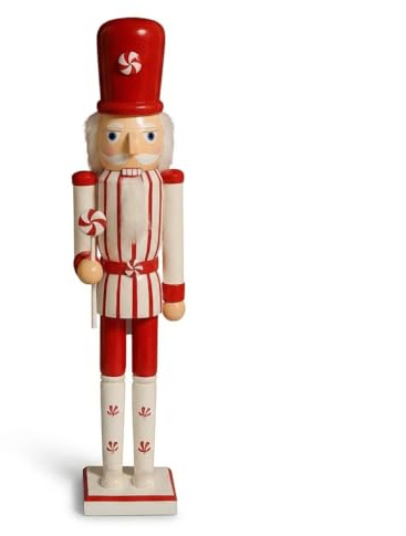 KAROLINE&CO. Cascanuez de Madera 60 cm Rojo y Blanco – Figura Decorativa para Decoracion Navidad, Adornos Navidad y Christmas Decorations – Ideal para Navidad decoración
