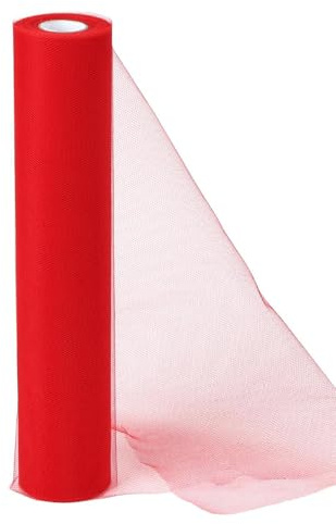 Alaoo Tüll Stoff Rolle, Stoff Spule Tüll Band, 29CM*26M (Rot) | Netting Polyester Spule Ideal für DIY Crafts Tutu Rock Handwerk Bogen Party Dekoration Geschenk