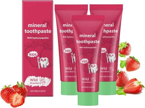 Pasta dental con probióticos de fresa, pasta dental con probióticos naturales de hidroxiapatita para niños, elimina manchas, refresca el aliento, sabor a fresa, suave y segura.