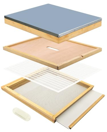 10 Frame Langstroth Beehive Parts Kit Includes Telescoping Top Cover,Oval Bee Escape,Inner Cover,Screened Bottom Board,Entrance Reducer& Queen Excluder,Dipped in Beeswax