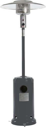 REALGLOW Umbrella Gas Patio Outdoor Heater - Heat Adjustable 13KW - Easy Ignition, Safety Tip-Over Switch - 27mm Regulator, Grey