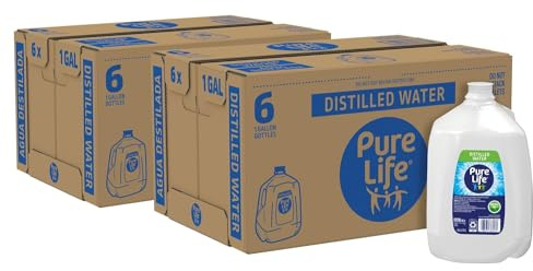 Distilled Water 1 Gallon (12 Gallons Total) – Pack of 2 Cases, Bulk Distilled Drinking Water, One Gallon Water Jugs Gift set for Humidifier, CPAP, Cleaning, Appliances, and Everyday Use