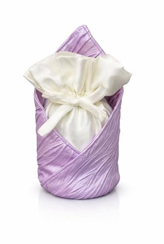 M MADRHÉLEN PARIS 30 Pezzi Sacchetto Portaconfetti in Ecopelle Lilla e Raso Bianco - Bomboniere Matrimonio, Bomboniere Comunione, Bomboniere Eleganti, Sacchettini per Confetti