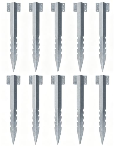 BIXVSIN Einschlaghülse Schaukel Bodenanker, 10er Set, 41,5 x 12 cm | Feuerverzinkt Stahl, Korrosionsschutz, Erdanker Bodenanker, Bodenhülse für Schaukel & Gartenhaus