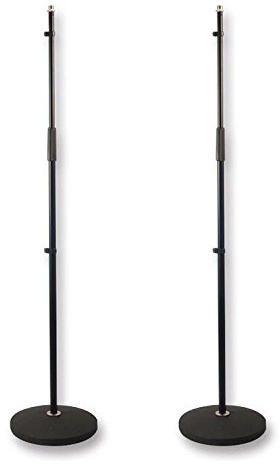2 x Pulse Mic Stand Round Base Heavy Duty Black Band PA Microphone PLS00055