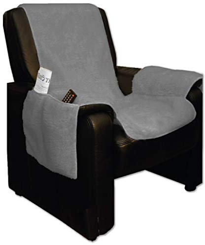 Bestlivings Sesselschoner 147x147cm Überwurf Lammflor Polsterschutz, Auswahl: Farbe - hellgrau - grau