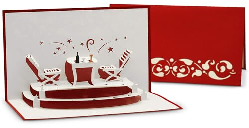 Biglietto d'invito per il buono ristorante & invito a cena - Biglietto 3D Pop-Up come biglietto pieghevole - Biglietto di auguri per la cena comune & cena romantica a lume di candela
