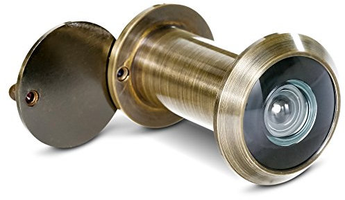 Stoppwerk Spioncino per porta in ottone 14 mm spioncino per porta d'ingresso anticato per il montaggio su porte da 35-55 mm grandangolo da 200° con coperchio incluso