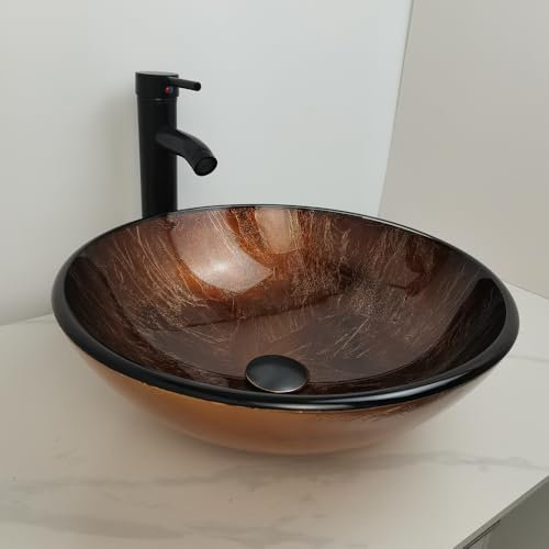 Home Supplies Modern Design Bathroom Counter Top Wash Basin Sink, Glass Bowl Cloakroom Basin for Vanity Cabinet Toilets and Bathrooms 42x14x42cm WxHxL