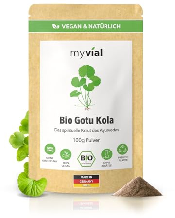 Bio Gotu Kola Pulver 100g fein gemahlen aus Sri Lanka vegan indischer Wassernabel Tigergras (Centella asiatica) | ohne Zusätze, plastikfrei verpackt & laborgeprüft Rohkost Mandukaparni