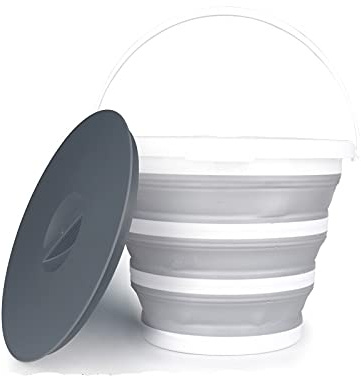 Siqi 10L (2.6 Gallon) Premium Collapsible Bucket With Lid-Fishing Water Pail Folding Bucket Water Bucket Container With Sturdy Handle For Hiking, Camping And Car Household Cleaning-B