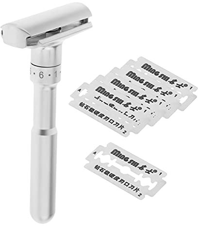 Rasoio di sicurezza regolabile classico aggressivo 1-5 per la rasatura da uomo