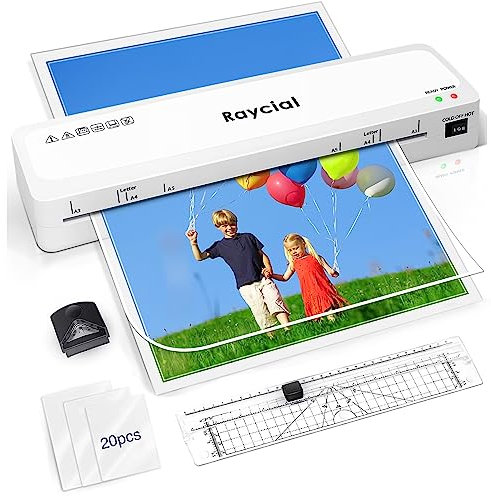 Laminiergerät, Raycial A3 Laminiergerät mit 20 Laminierfolien, Laminiermaschine mit Papierschneider und Eckenabrunder, Tragbares A3 Laminierset für Schulen, Büros und Haushalte