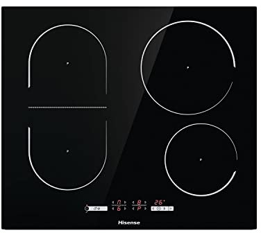 Hisense I6433C7- Piano Cottura a Induzione, 4 Zone di Cottura con Funzione Bridge, Funzione Power Boost, Timer di Cottura, Nero, 595 x 58 x 520 mm