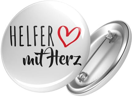 Huuraa Button Helfer mit Herz Ansteck Pin 59mm mit Motiv für die tollsten Menschen Geschenk Idee für Freunde und Familie