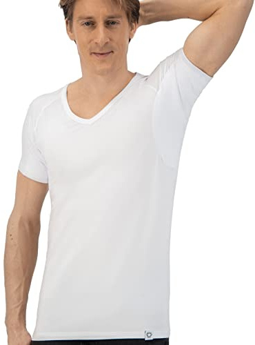 Fibershirts® Anti Sweat Shirt - T-shirt mot svettfläckar - Anti Sweat Undershirt - With ArmPads PRO & Silver Treatment - Herr - V-hals