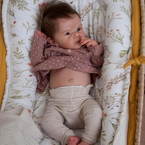 RXDOLL Fullsilikonkropp Reborn-babydockor Anatomiskt Korrekt Flicka 45 cm (18 tum) Realistiska nyfödda babydockor som ser riktiga ut med handrotat hår, vattentät leksak för barns gåvor