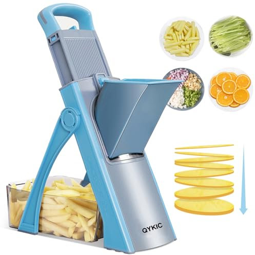 Cortador de mandolina seguro para cocina, todo en 1, cortador de verduras de mandolina ajustable profesional, cortador de patatas, juliana, cortador de cebolla, picador de alimentos vertical