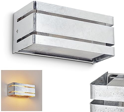 Außenwandleuchte Chavelhas, moderne Außenlampe aus Metall in Verzinkt, Wandlampe für außen mit tollem Up&Down Lichteffekt, IP44, 1 x E27, ohne Leuchtmittel