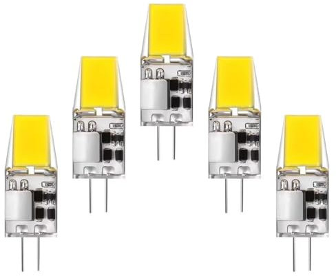 G4 LED Lampen, 5W Birnen Ersatz 50W Halogenlampen, 500LM, Kaltweiß 6000K, 12V AC/DC, Kein Flackern, Nicht Dimmbar, 360 Grad Licht Glühbirnen, 5er Pack