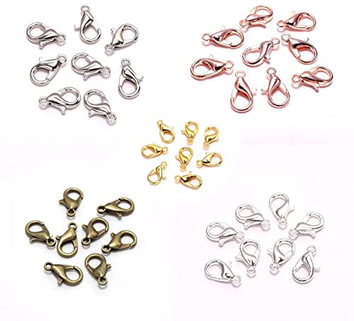 Karabinerverschlüsse, 250 Stück Karabinerverschlüsse 12 mm Silber, Gold, Roségold, Weiß, Antikbronze, Karabinerverschlüsse Für Die DIY Schmuckherstellung