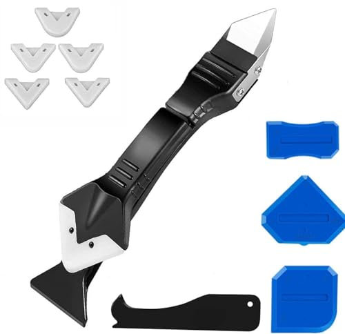 5-in-1 Silicone Sealant Remover and Caulking Tools Kit with Smoother Tool, Sealant Finishing Tool, Scraper, Caulking Mould Removal DIY for Bathroom, Kitchen, Floor, Window, Corner - Complete Tool Kit