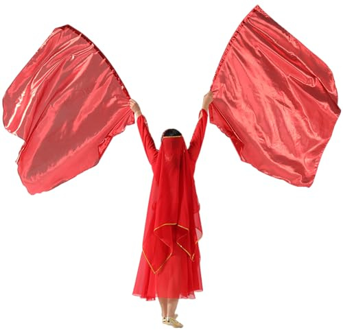Baisdan 1 par de banderas de adoración con varillas flexibles, banderas de baile de alabanza de 45 x 51 pulgadas, banderas de adoración metálicas brillantes para iglesia de baile, color rojo