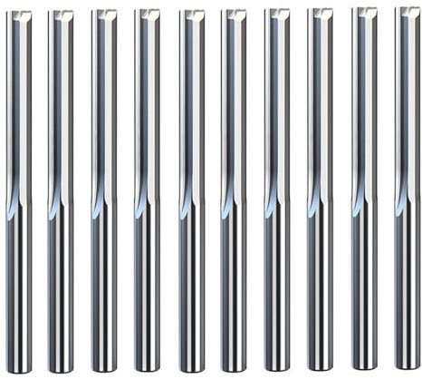 10 Stück 2-schneidige gerade CNC-Fräser-Schaftfräser, 3,175 mm 4 mm 6 mm 8 mm Schaft gerader Schlitzfräser CNC-Vollhartmetall-Doppelschneidfräser(Size:3.175X3.175X32X55)