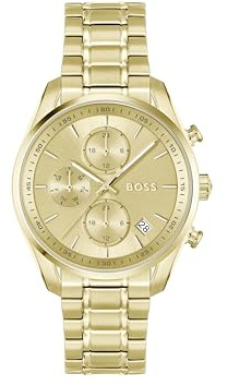 BOSS Multi Zifferblatt Quarz Uhr für Damen Kollektion Grand Tour Ladies mit Goldfarben Edelstahlarmband - 1502768