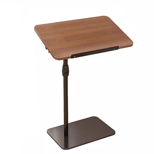 Beistelltisch C Form Künstliches Brett Nachttisch, Beistelltisch für Bürosofas, Laptoptisch, Heb und Drehbar mit Fallschutzleisten, für Zuhause, Krankenhäuser(Black)