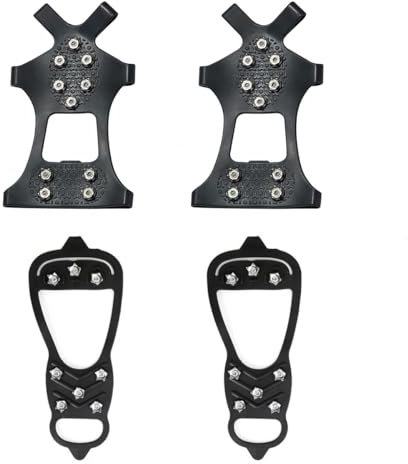 2 Paar Anti Rutsch Schuhspikes,Schuhkrallen Steigeisen,Spikes für Wanderschuhe,Größe 40-45, 10 Zähne +8 Zähne,Eisspikes,Ersatzspikes für Schnee-und Eiswanderungen, Winter Outdoor Sports (L)