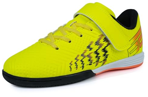 JABASIC Barn futsal inomhus fotbollsskor pojkar flickor fotboll hallsneakers, lime, 32 EU