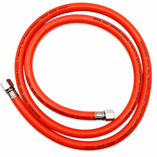 Gasschlauch 1,5m 150cm 2 x 1/4 Linksgewinde Winterfest -30° Propan Butan Gummi Gasleitung, Propangasschlauch, Druckminderer, verlängerungsschlauch für Propan Butan für Gasgrill Campingkocher (1)
