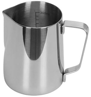 WENYOG Pot à Lait Pichet à Mousse de Lait en Acier Inoxydable, pichet à café Latte Art, pichet à Mousse de Lait, pichet de Mesure en Acier Inoxydable, Outil de Barista Expresso(350ml-Measurement)