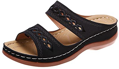 Générique Susenstone Sandales Femmes été Nu-pieds Orthopédique Compensées Sandale Confortable de Plage Pantoufles Femme Respirantes Semelles épaisses Anti-dérapant Chaussures Bohemia Romain Sandals