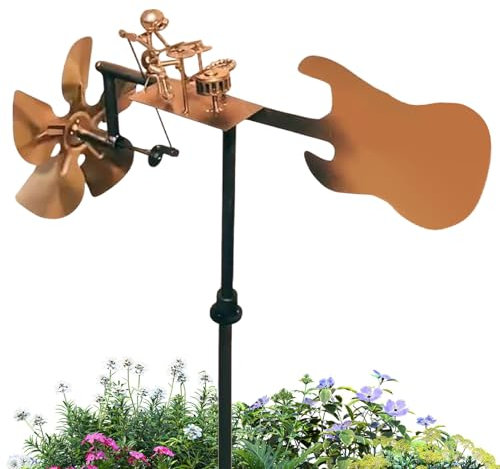 Mulino a vento in acciaio inox musicale, realizzato a mano, da giardino, in metallo, a tamburo, a vento in metallo, a mano, con design a batteria, mulino a vento per giardino