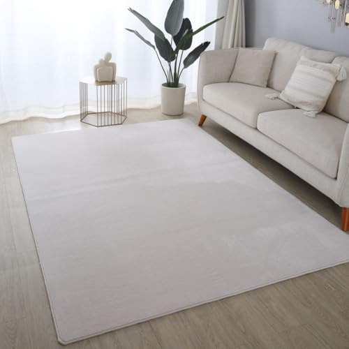 Ultra Soft Plush Anti-Slip Carpet Mat Living Room Large Area Rugs Modern Floor Bedroom Extra Large Size Non Shedding (Cream, 80 x 150 cm)