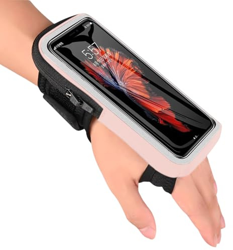 XFSRG 2 EN 1 Brazalete para Teléfono De Muñeca como Funda Ajustable Y Soporte para Móvil Ideal para Correr Y Deporte con Diseño Práctico para Llevar Seguro Durante El Entrenamiento (Rojo)