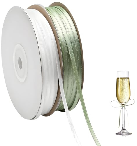 2 stycken 91 m presentband grönt band grönt band grönt, satinband grönt band för inslagning presentförpackning presenter pyssel dekoration bröllop födelsedag