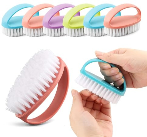 6 Pack Nail Brushes, Firm Bristle Nylon Hand Nails Brush for Cleaning Nails & Toes, Stiff Nail Scrubbing Bursh for Mechanics Gardeners Men Lady Daily Use